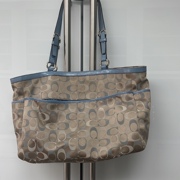 Coach 3p set Bag & Wallet Unique photo frame Bag charm Baby Blue & Coated Canvas - Picture 6 of 11